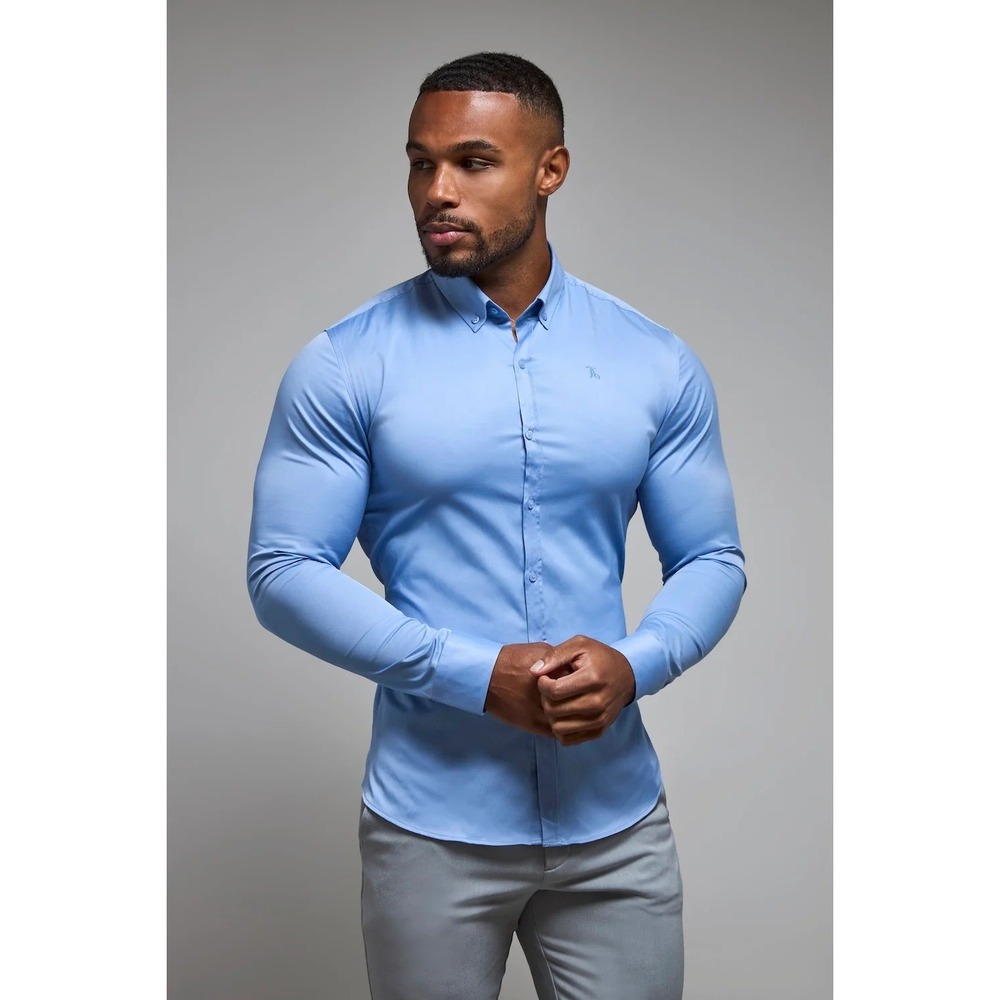 Tailored Athlete Signature Shirt XXL Light Blue Long Sleeve Button Down Stretch